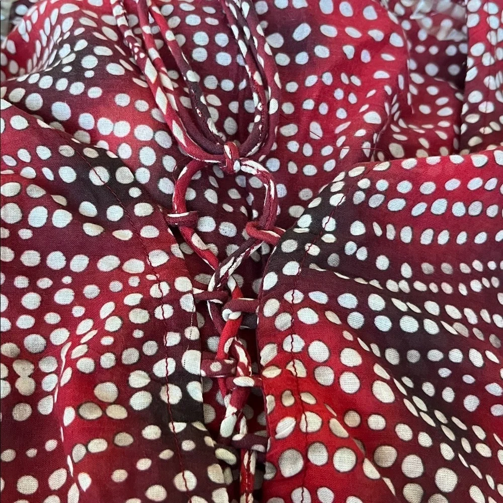 🆕 Miraclesuit Caftan Swimsuit Cover-up Women’s Tassles Cotton Red White Size S